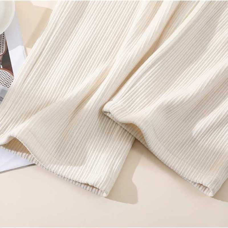 Женские бархатные толстые вельветовые широкие брюки из синели с высокой талией, осень-зима, корейские темпераментные повседневные теплые брюки с прямыми ногами