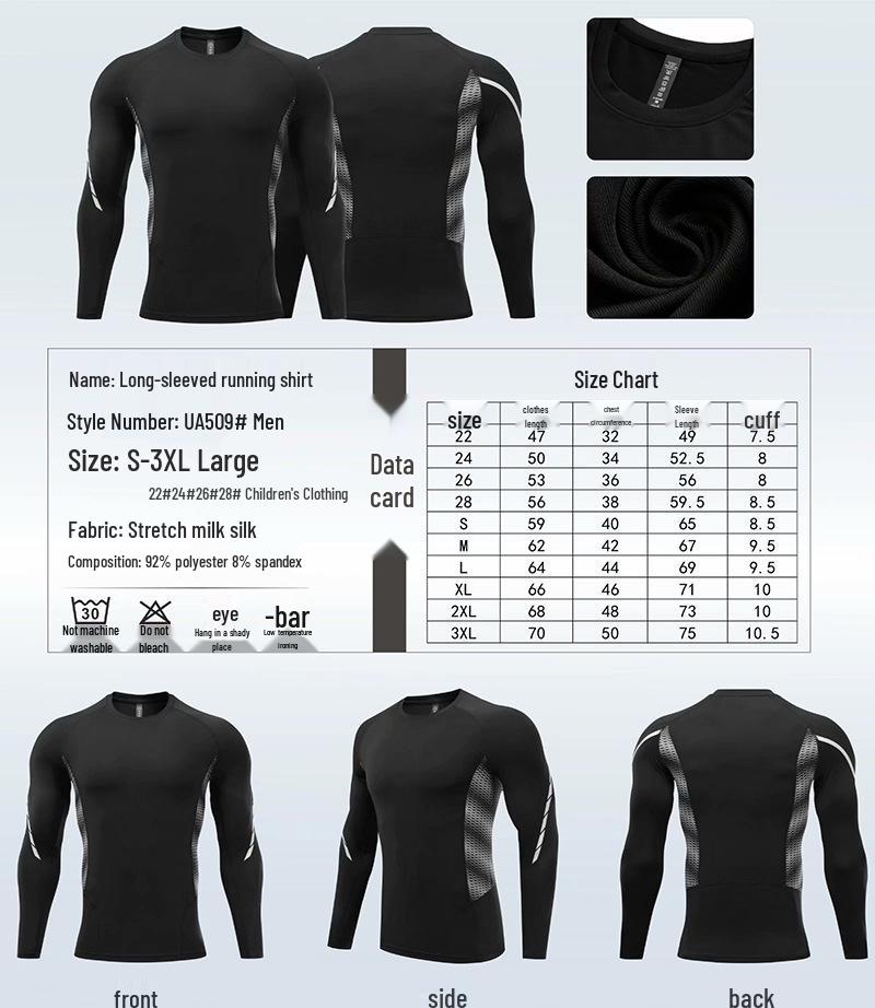 Мужская спортивная тренировочная футболка с длинным рукавом, облегающая, быстросохнущая
