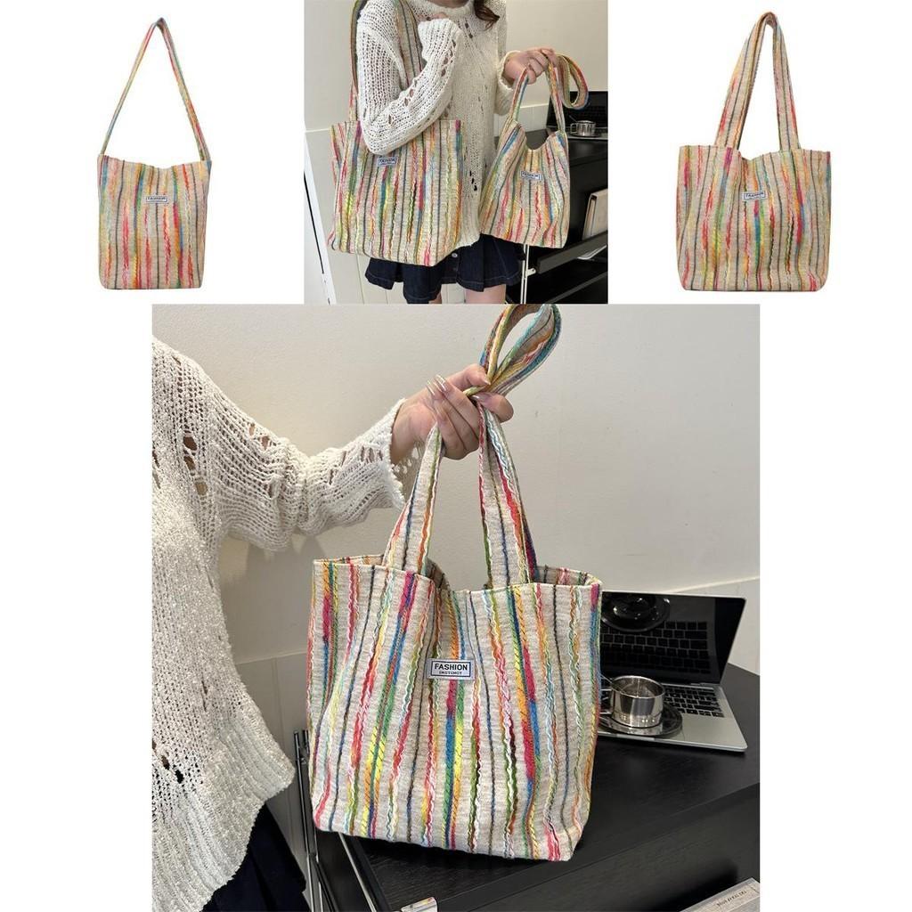 Модная полосатая парусиновая сумка через плечо Шикарная трансграничная сумка-тоут для отпуска