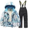 Детский модный лыжный комплект для мальчиков и девочек, утолщенный водонепроницаемый теплый лыжный костюм, куртка и брюки, комплект
