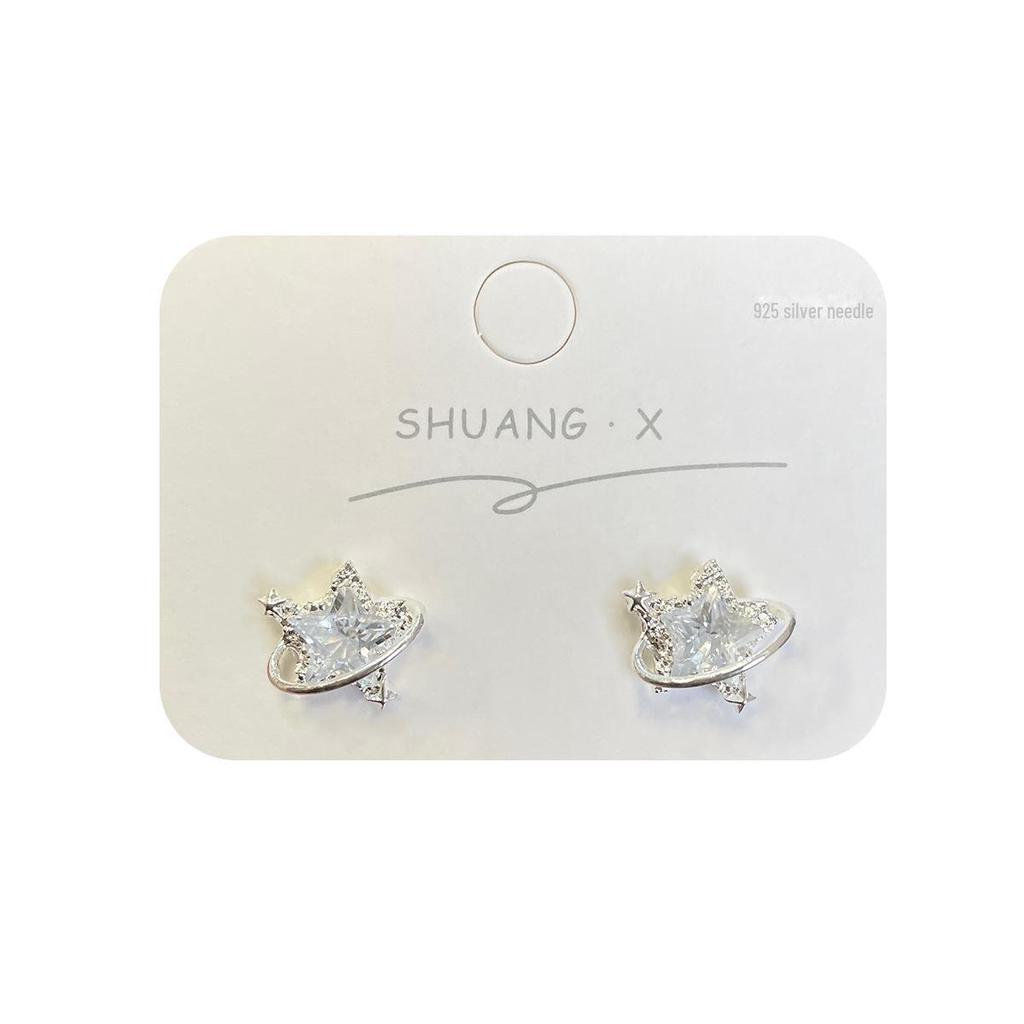Летние серьги-звезды из циркона для женщин: Серебряная игла, роскошный простой дизайн, стиль ниши, изысканная пятиконечная звезда.