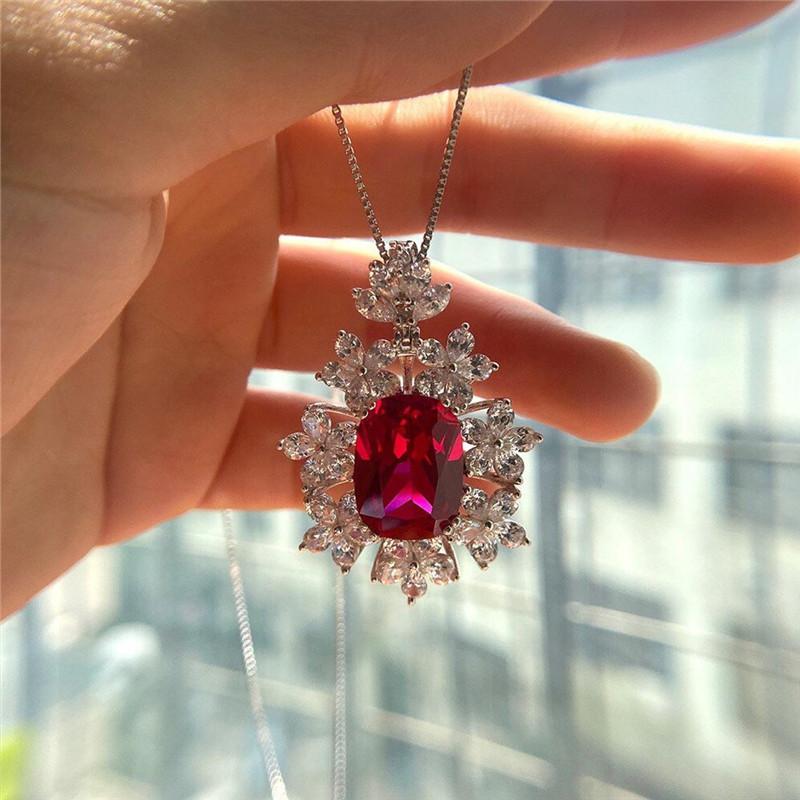 2022 Wedding Necklace for Women Luxury Red/White Cubic Zirconia Bridal Marriage Ceremony Party Pendant Necklace Jewelry