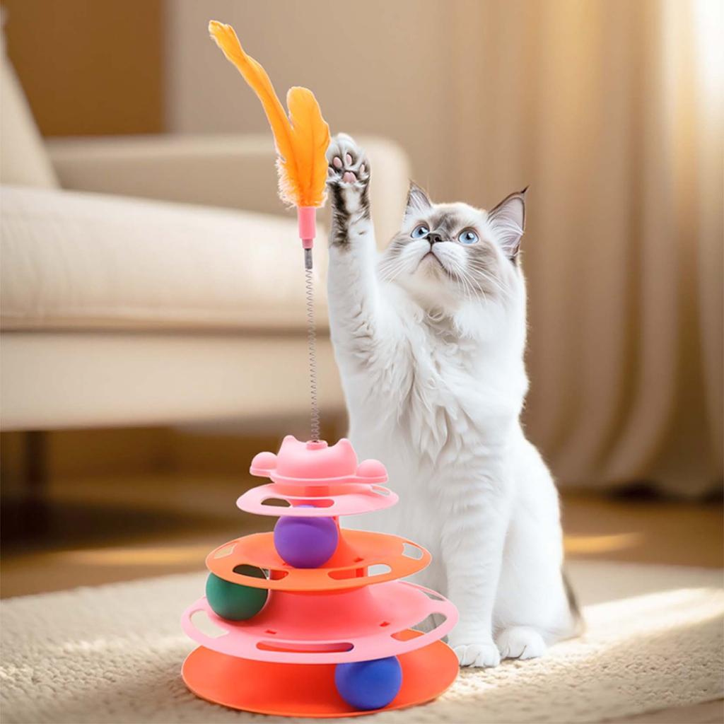 Cat Carousel Track Ball, Cat Toy To Boredom And Have Fun, Feather Cat Toy Stick, Interactive Carousel Ball, Pet Supplies
