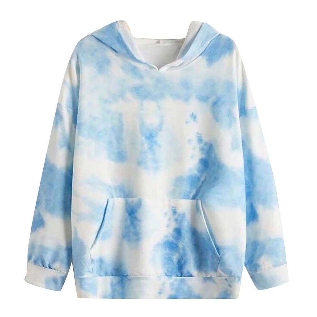 Women's Fsshion Casual Sexy Slim Printing Long Sleeve Tie Dyed Hooded Sweater