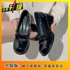 Fairy Wind One-word Buckle Belt Women's Shoes 2025 Spring and Summer New Mary Jane Light Mouth Bow Thick Heel Single Shoes Women