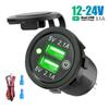Dual USB Car Charger Socket Waterproof Fast Charge Power Outlet With Touch Switch For 12V-24V Motorcycle Boat Marine Truck ATV