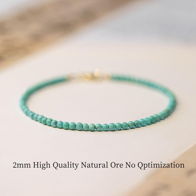 Delicate Bracelet 2mm 3.5mm High Quality Natural Ore No Qptimization Turquoise 14K Gold Filled Clasp Bracelets for Women Jewelry