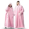 Women's Extra Long Flannel Christmas Pajama Robe with Vertical Pocket and Lazy Blanket Set - Thickened for Warmth
