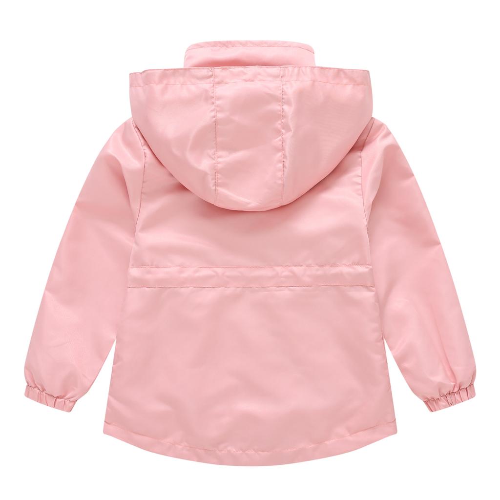 Детские куртки Детская одежда Однотонная ветровка для мальчиков и девочек с поясом Среднего и большого размера Детское осеннее пальто с капюшоном Съемный
