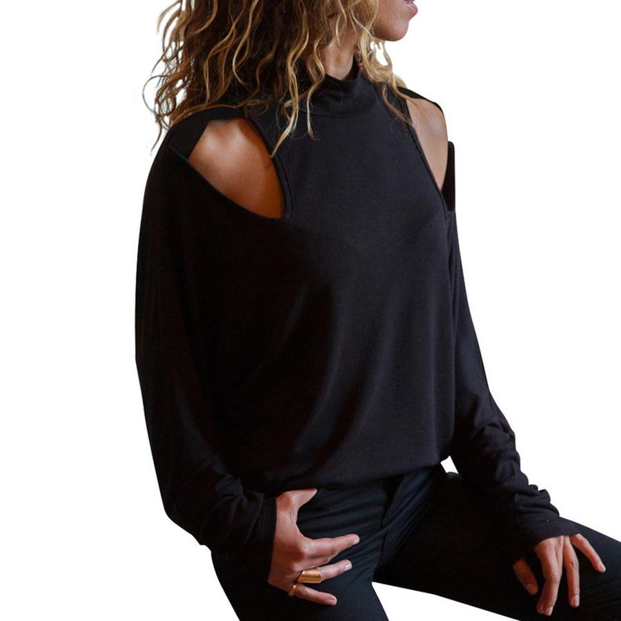 Женский топ с длинным рукавом оверсайз, пуловер с круглым вырезом, осенне-зимняя повседневная футболка с рукавами «летучая мышь»