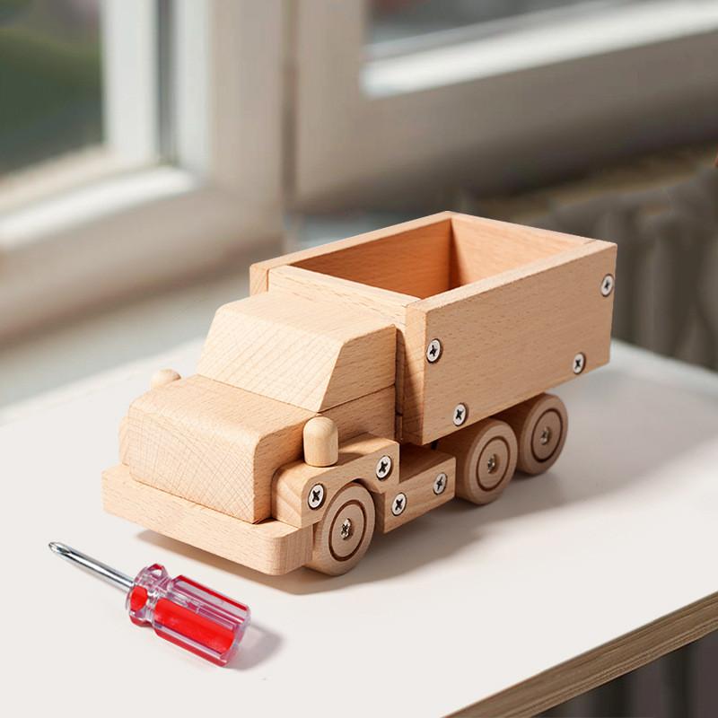 Wooden Car Train Fire Truck Assembly Toy Car Set For Kids Educational Transportation Play