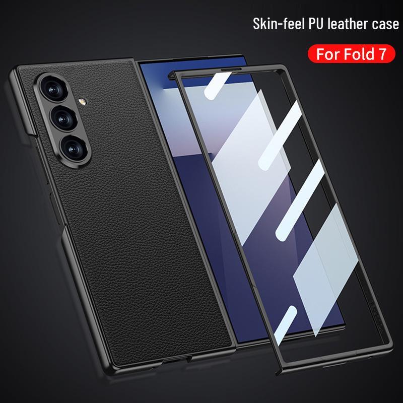 Ультратонкий кожаный чехол для Samsung Z Fold7 - Металлическая краска, Однотонный, Интегрированная конструкция корпуса