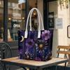 Purple Floral Moon Tote Bag Stylish Large Capacity Casual Carry Handbag for Daily Use