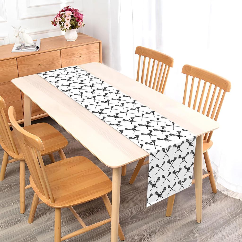 Vohado Lacrosse Table Runner Boy Lacrosse Sports Theme Birthday Party Decoration Classroom Home Kitchen Island Decor