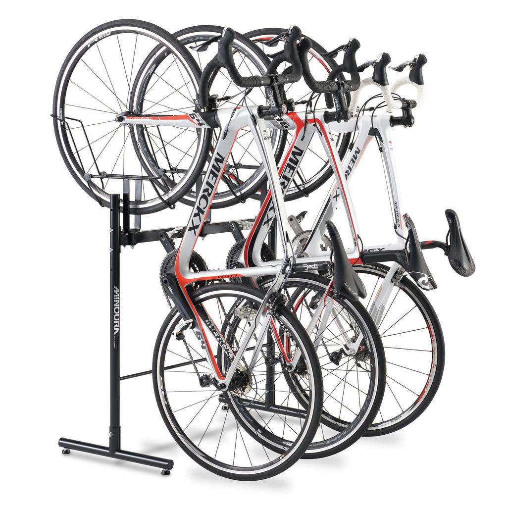 MINOURA Подставка для велосипедов Подставка для парковки велосипедов на 3 передних черных колеса DS-4200, экономящая место,