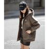 TonLion Women's Hooded Faux Shearling Short Coat