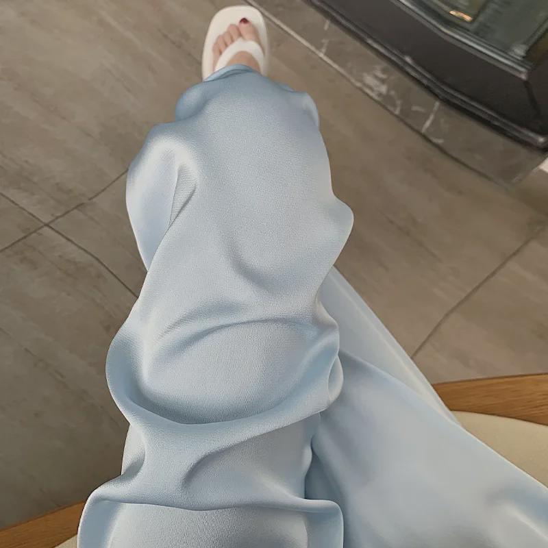 Женские повседневные брюки свободного покроя с высокой талией из ацетата Ice Silk, лето 2023 г.