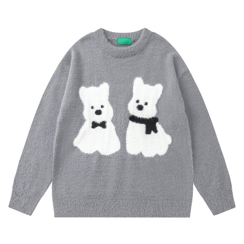 Cozy Dog Knit Sweater Teens Unisex Loose Fit Warm Pullover Streetwear