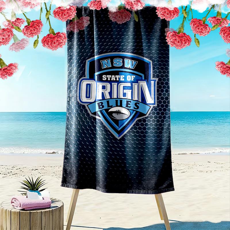 New Blues Print Beach Towel, Large Soft Quick Dry Towel for Beach Camping Swimming