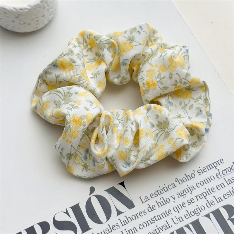Romantic Floral Print Scrunchies Soft Chiffon Hair Ties Summer Sweet Garden Style Hair Accessories For Teen Girls Party