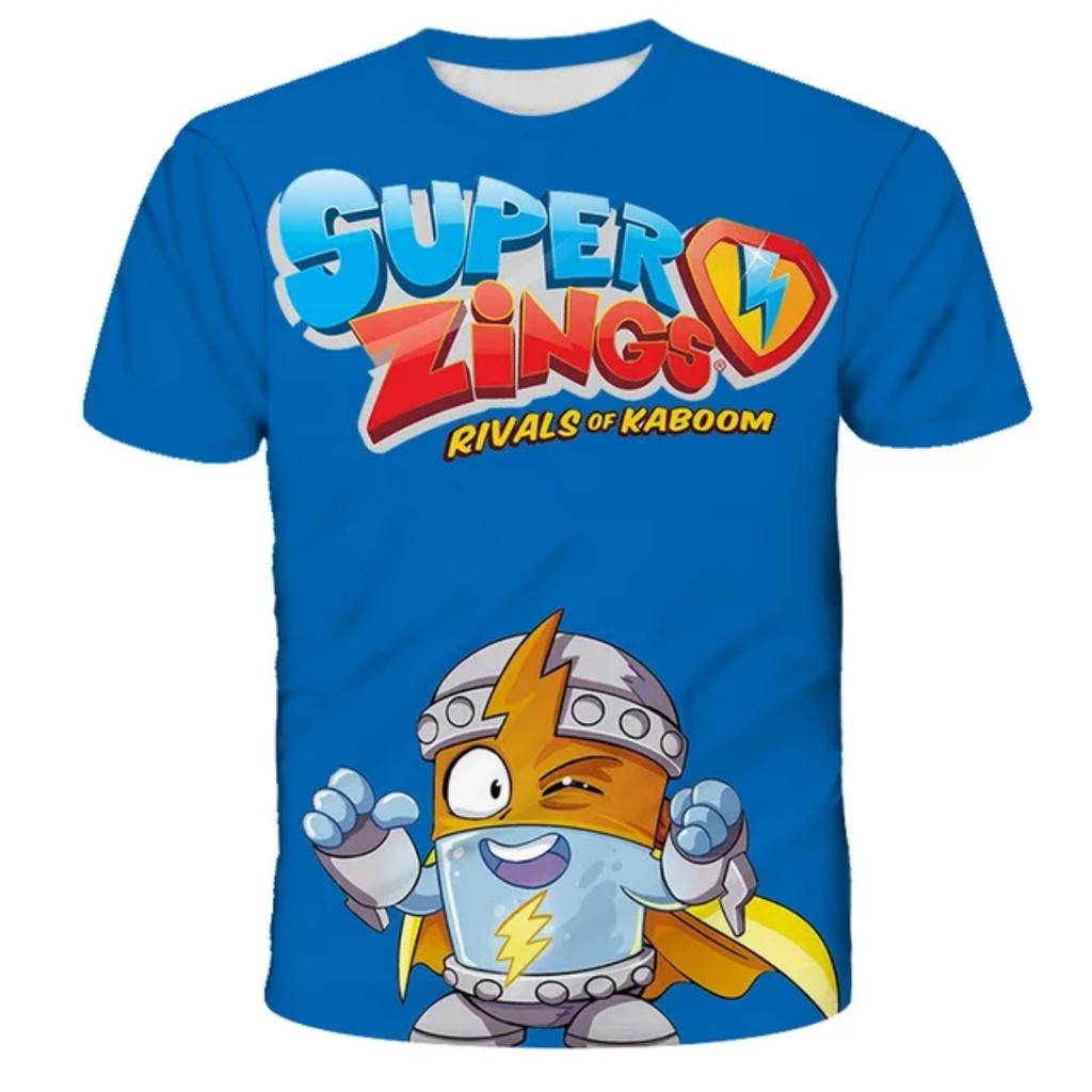 Мультяшная игровая футболка с коротким рукавом в уличном стиле, одежда для взрослых и детей, топ, подходящий для детей, модный и крутой Superzings