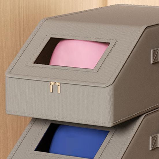 Коробка для хранения шляп Органайзер для бейсболок с прозрачным окном Штабелируемый чехол для шляп Вмещает до 12 кепок для хранения в шкафу без пыли