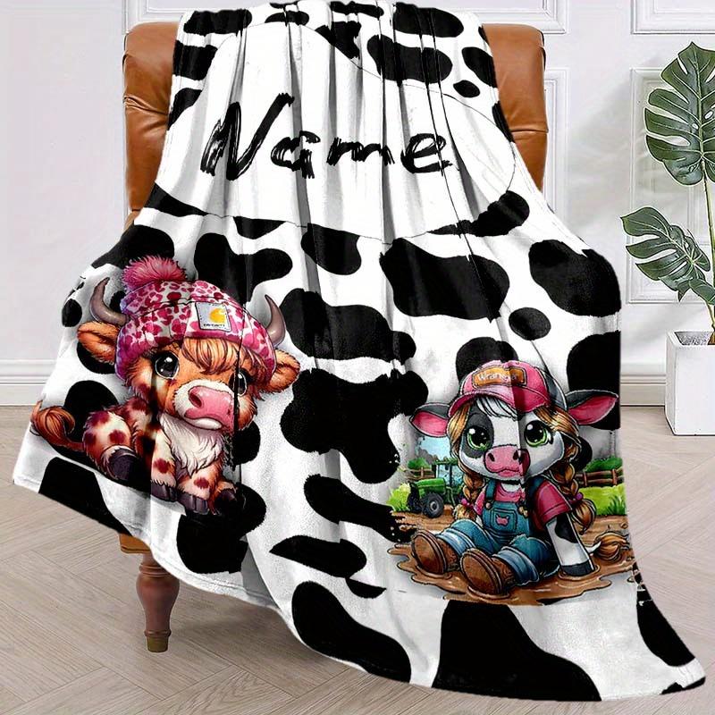 Cow Customize Your Name Blanket Warm Comfortable And Soft Blankets Are Suitable For Home Lunch Break Blanket Office Sofa Sofa Gift To Relatives And