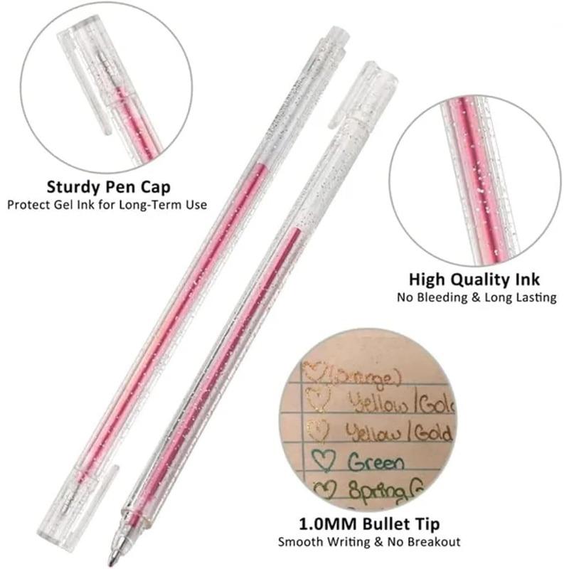Glitter Gel Pens, Multicolor Glitter Pens for Writing, Drawing, Crafting (12 Colors)