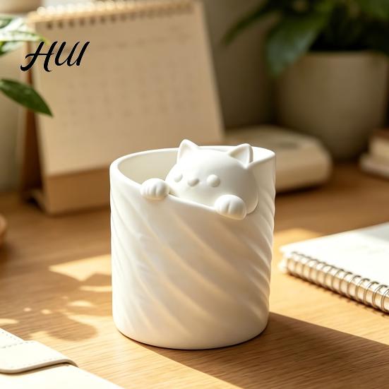 Подставка для карандашей в форме кошки, 3D-печатная подставка для ручек, форма, большая вместимость, полый ствол, настольный органайзер для офиса, гелевых ручек, карандашей, кистей для макияжа,