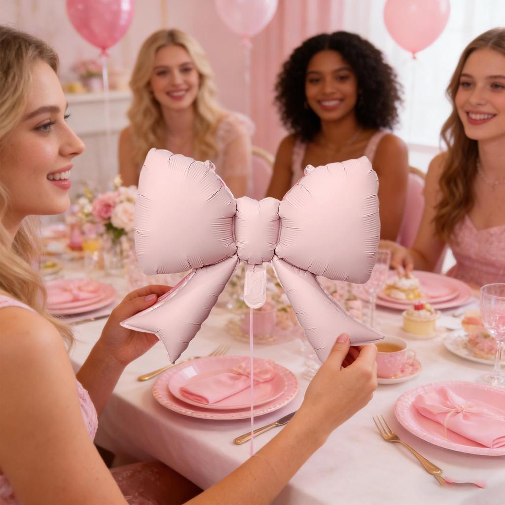 6PCS Bow Balloons Valentine's Day Decorations & Photo Prop Balloons for Birthday Wedding Bridal Shower Graduation Party
