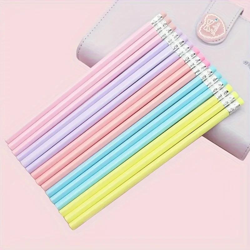 10 High-quality Macaron Triangle HB Pencil Sets - Ergonomically Designed for Sketching, Art, and School Stationery