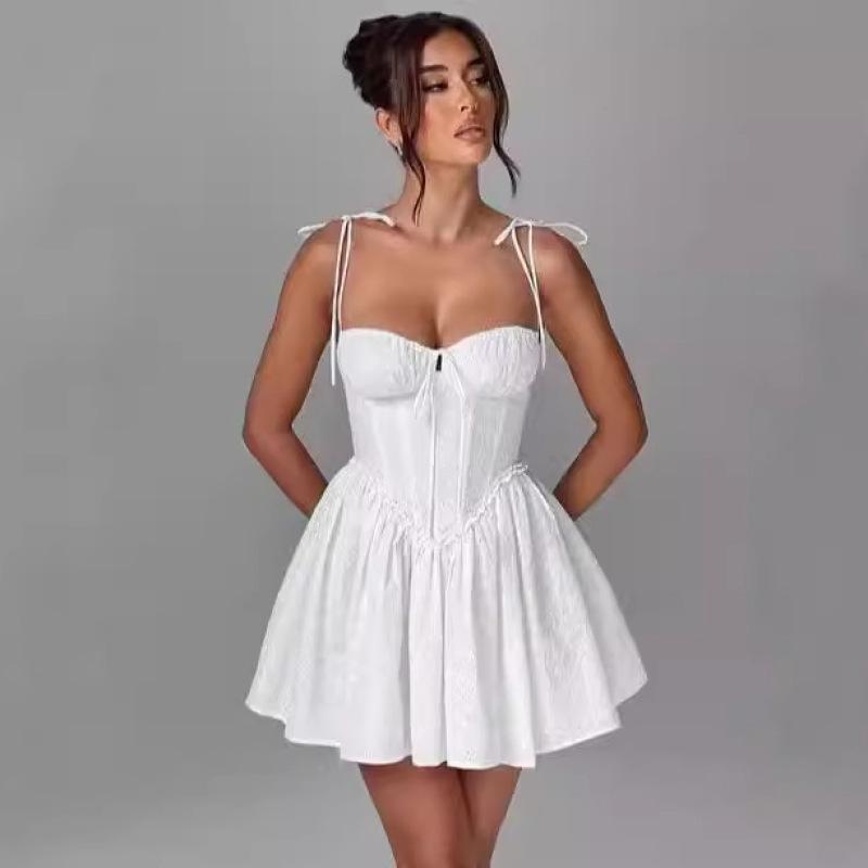 Женские однотонные мини-платья с оборками для выпускного вечера, пикантное женское вечернее платье-баллон на подтяжках, женское классическое платье на день рождения в стиле Золушки с завышенной талией