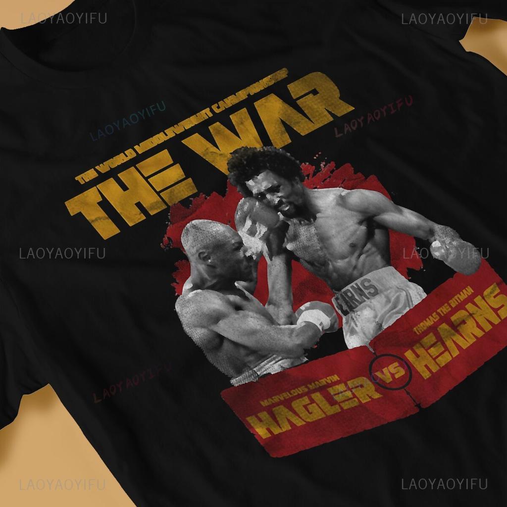 Hagler Vs Hearns Boxing Tshirt Unisex For Unisex Unisex Vintage Cotton Graphic Tee Round Neck Short Sleeve Sports Memorabilia