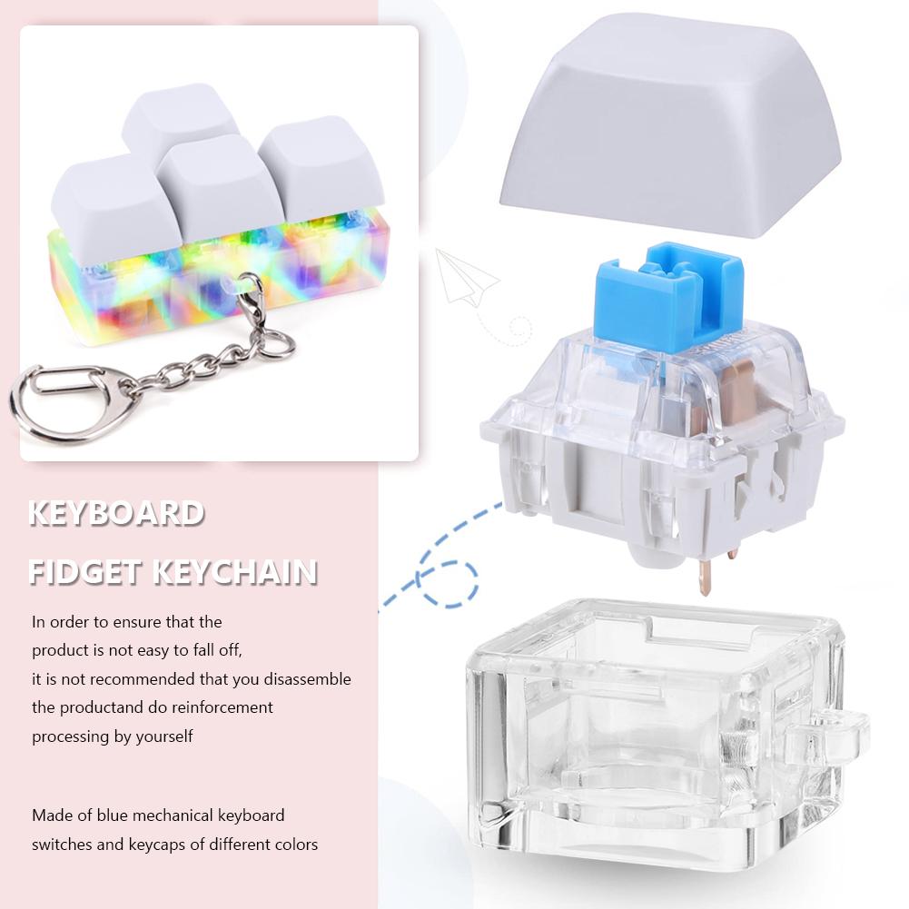 Clicky Fidgets Keychain with RGB Lights Anti Stress Light Up Keyboard Button Key Chain Stress Relief Toy For Office Accessories