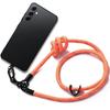 Protective Case - Booling - for Samsung Galaxy A54 5G - Black TPU - Sturdy Orange Lanyard - Shockproof