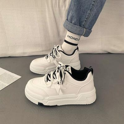 Туфли белые с толстой подошвой и круглым носком в гонконгском стиле для женщин, весна-осень, высокие носки, новые нишевые женские повседневные спортивные туфли для скейтбординга