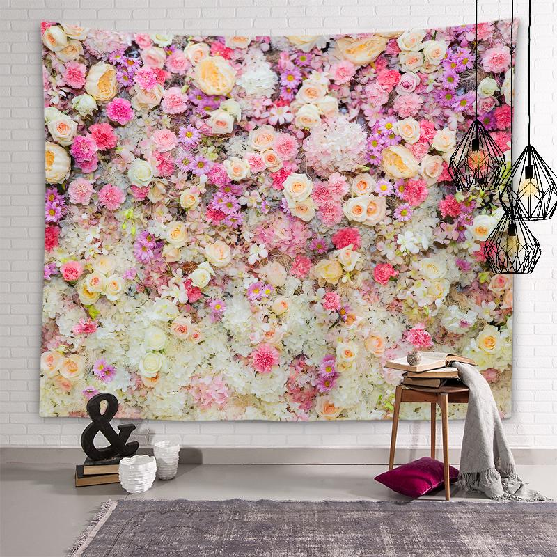 Sunset Flower Field View Tapestry Lotus Lavender Rose Flower Wall Art Tapestry Bedroom Dorm Room Aesthetics Home Decor