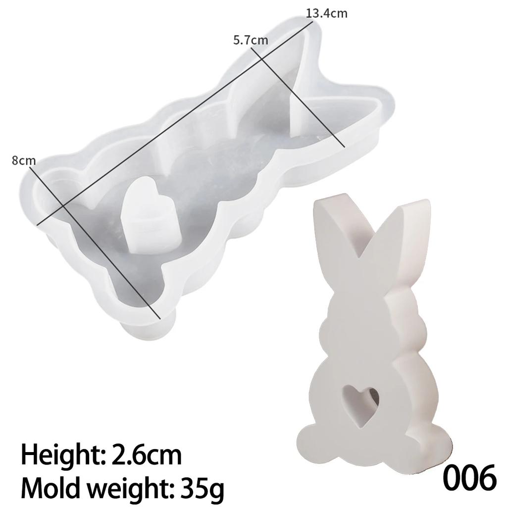 DIY Easter Bunny Candle Silicone Mold Love Cute Rabbit Handmade Soap Aromatherapy Gypsum Ornament Resin Crafts Molds Home Decor