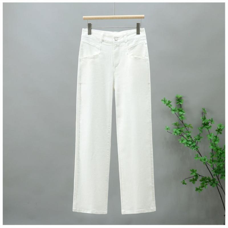 Женские бежевые джинсы с высокой талией и широкими штанинами, длина 9/10, повседневные джинсовые брюки