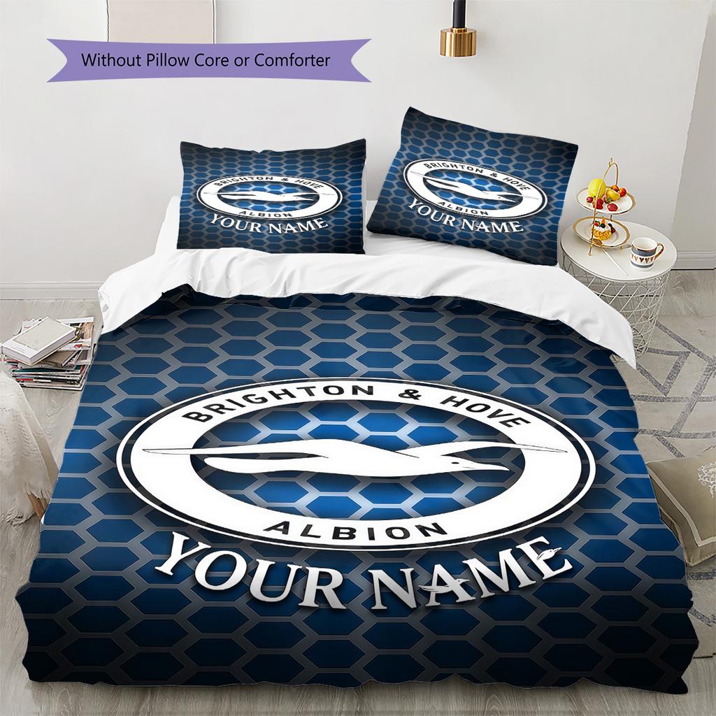 Brighton Hove Albion Custom Name Pattern Bedding Quilt Set Quilt Cover Pillowcase Home Birthday Gift(1 * duvet cover + 2 * pillowcase, without core)