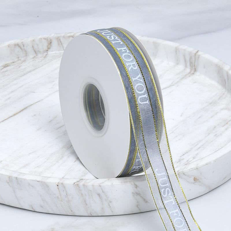 Декоративный романтический и уютный алфавит ручной работы с золотым краем из атласной пряжи, прозрачная лента, цветная лента для упаковки торта на день рождения, галстук, цветочные украшения