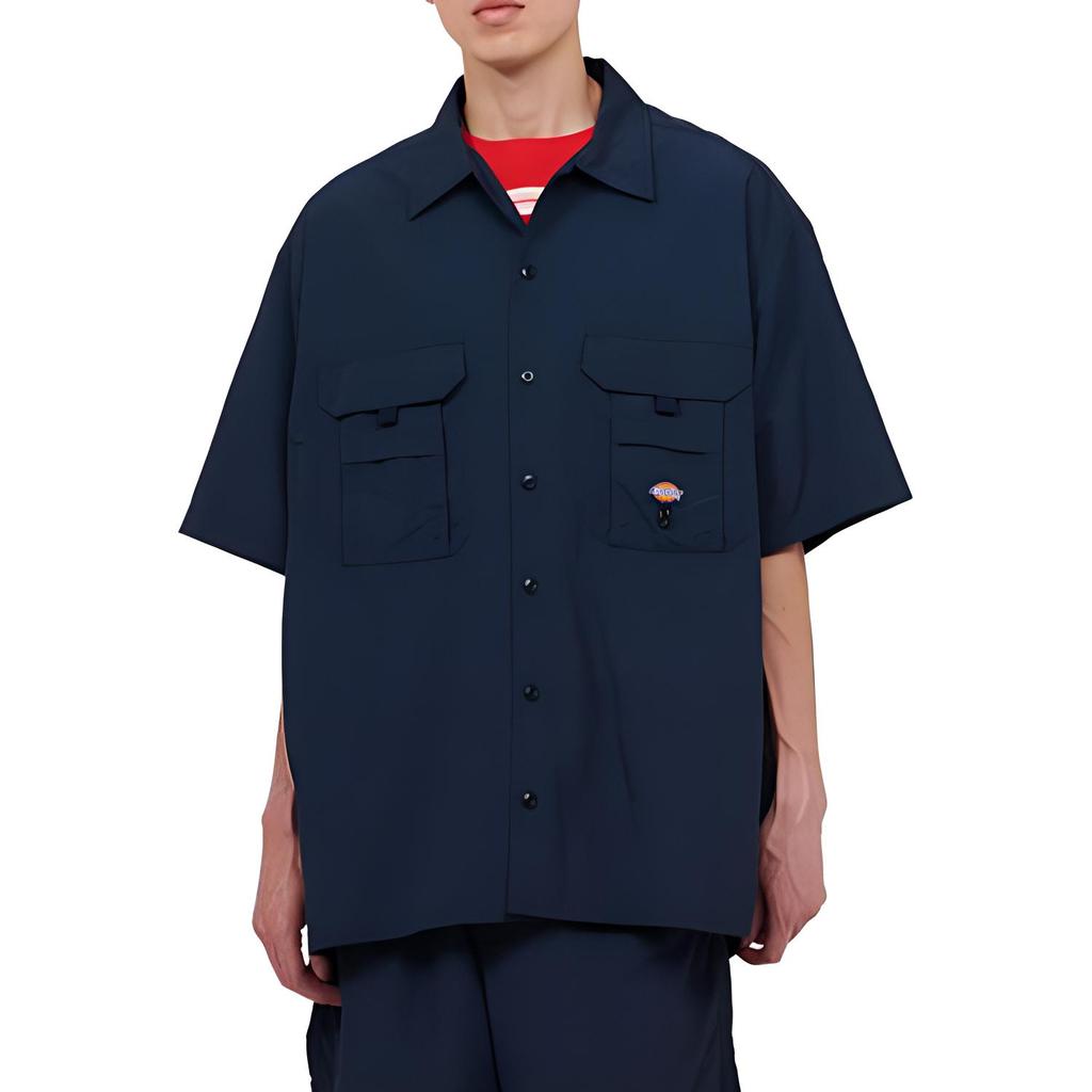 Dickies Рубашка с коротким рукавом в рабочем стиле с карманом и логотипом Мужские рубашки Темно-синий DK012537-CG7