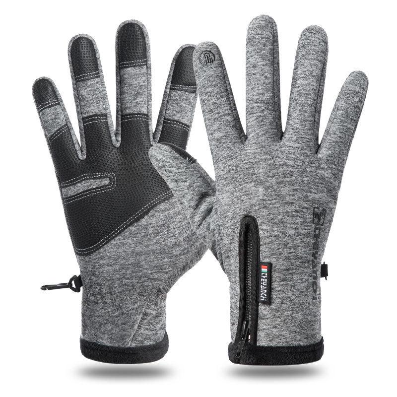 Men's Winter Windproof Waterproof Fingerless Touchscreen Cycling Gloves - Warm Fleece for Outdoor Sports