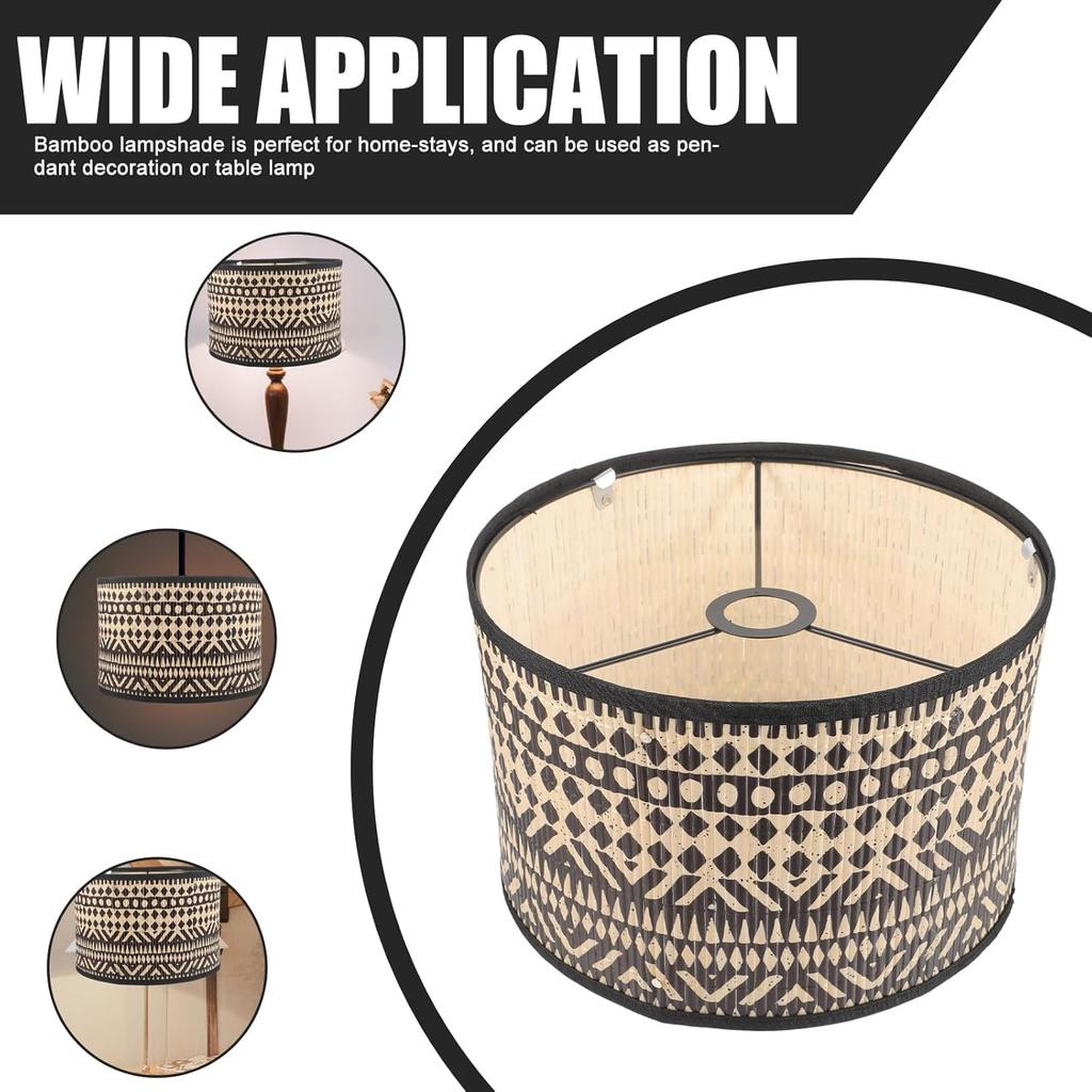 Angoily Бамбуковый абажур Винтажный абажур-барабан Декоративный чехол для лампы для люстр Торшер Подвесной светильник Настольная лампа