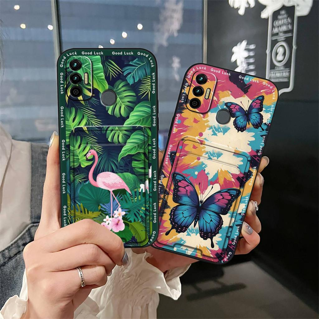 Card Bag Waterproof Phone Case For Tecno Spark 7/Spark7T TPU Cover Anti-knock Cartoon Anti-dust Protective Full Wrap