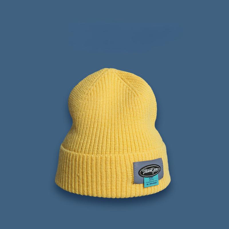 Чисто цветная шерстяная повседневная хип-хоп шапка шапка бини универсальная вязаная шапка мужская и женская индивидуальная модная парная шапка