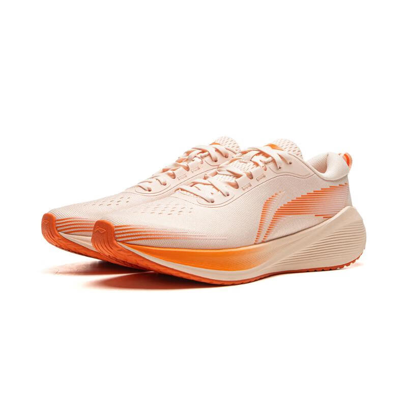 Li Ning Tread Wind Удобные Простые Нескользящие Износостойкие Низкие Кроссовки Женские Кроссовки Бежевый Оранжевый AGLU322-5