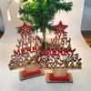 Christmas Tree Wooden Hollow Out Festival Decorative Handmade Desktop Ornaments Gift English Letter Xmas Tree New Year Decoration Party Supplies