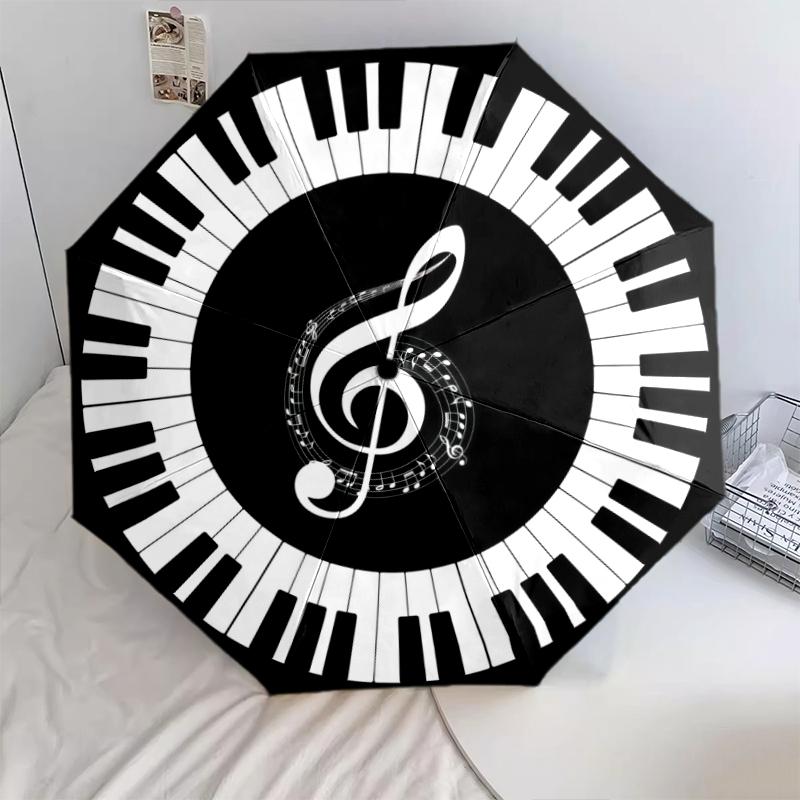 1PC Musical notes Umbrella Portable Folding Umbrella Iron Frame Hole Bone Structure Outdoor Home Umbrella A1