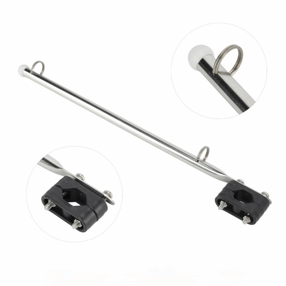 Silver Marine Flag Pole 390mm Flagpole Flag Holder Stand Rail Type Flag Pole Boats